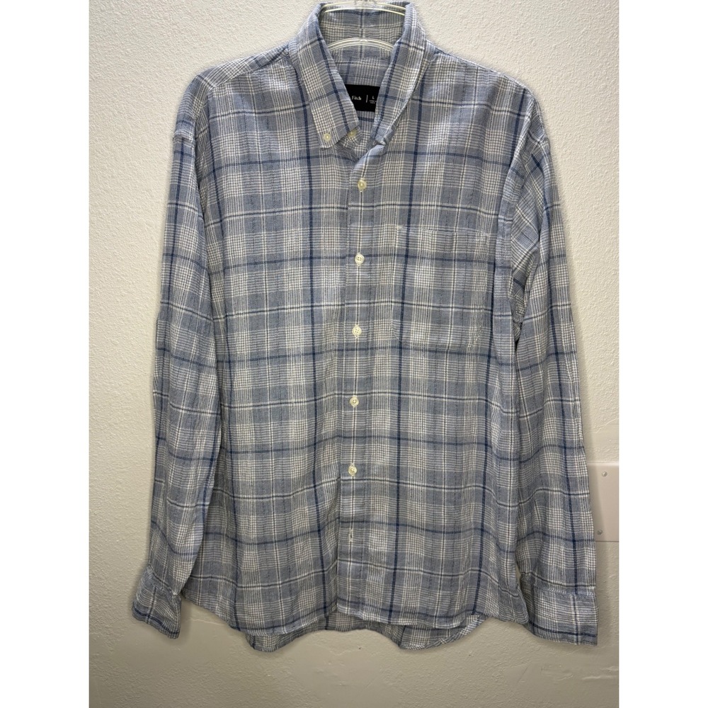 Abercrombie & Fitch Mens Large Blue White Plaid Cotton Button Down Shirt L